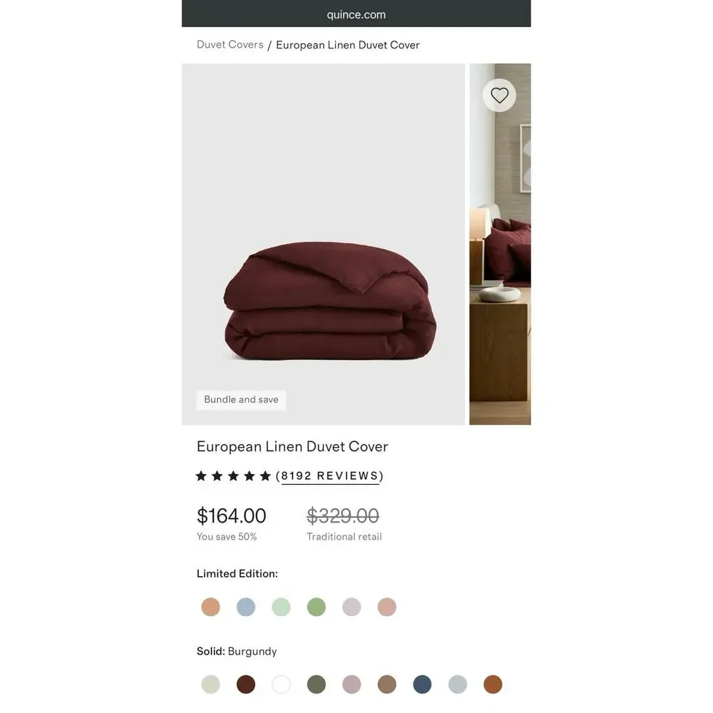 Quince European Linen Box Quilt in Burgundy